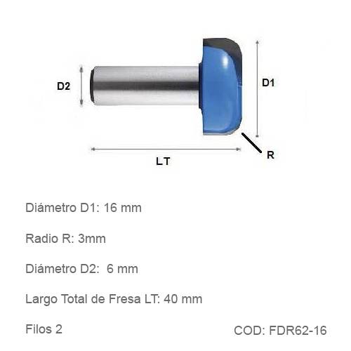 Fresa DTMAQ Desbaste Radial 16mm