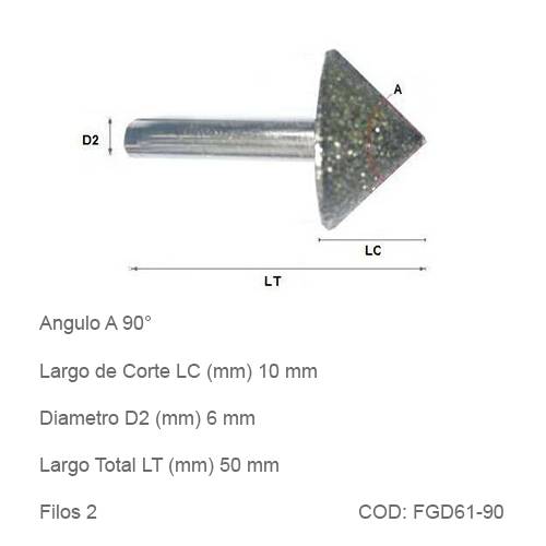 Fresa DTMAQ Grabado Diamantada para Mármol y Granito 90°