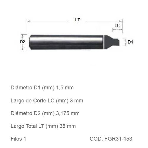 Fresa DTMAQ de Grabado Recta 1,5mm