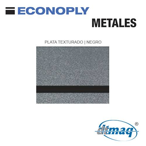 Econoply Metales, Plata Texturado/Negro, x Plancha