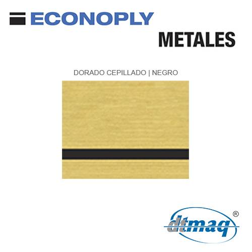 Econoply Metales, Dorado Cepillado/Negro Finito, x Plancha