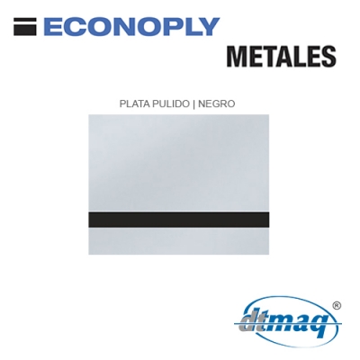 Econoply Metales, Plata Pulido/Negro, x Plancha