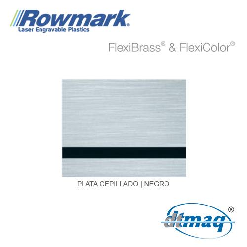 Rowmark FlexiBrass Plata Cepillado/Negro, Tercio