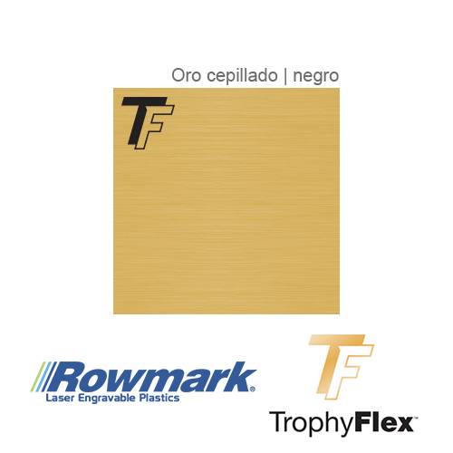 Rowmark TrophyFlex Oro Cepillado/Negro autoadhesivo, plancha