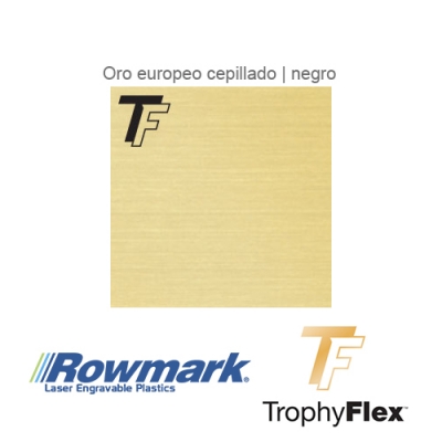 Rowmark TrophyFlex Oro Euro Cepillado/Negro autoadhesivo, plancha